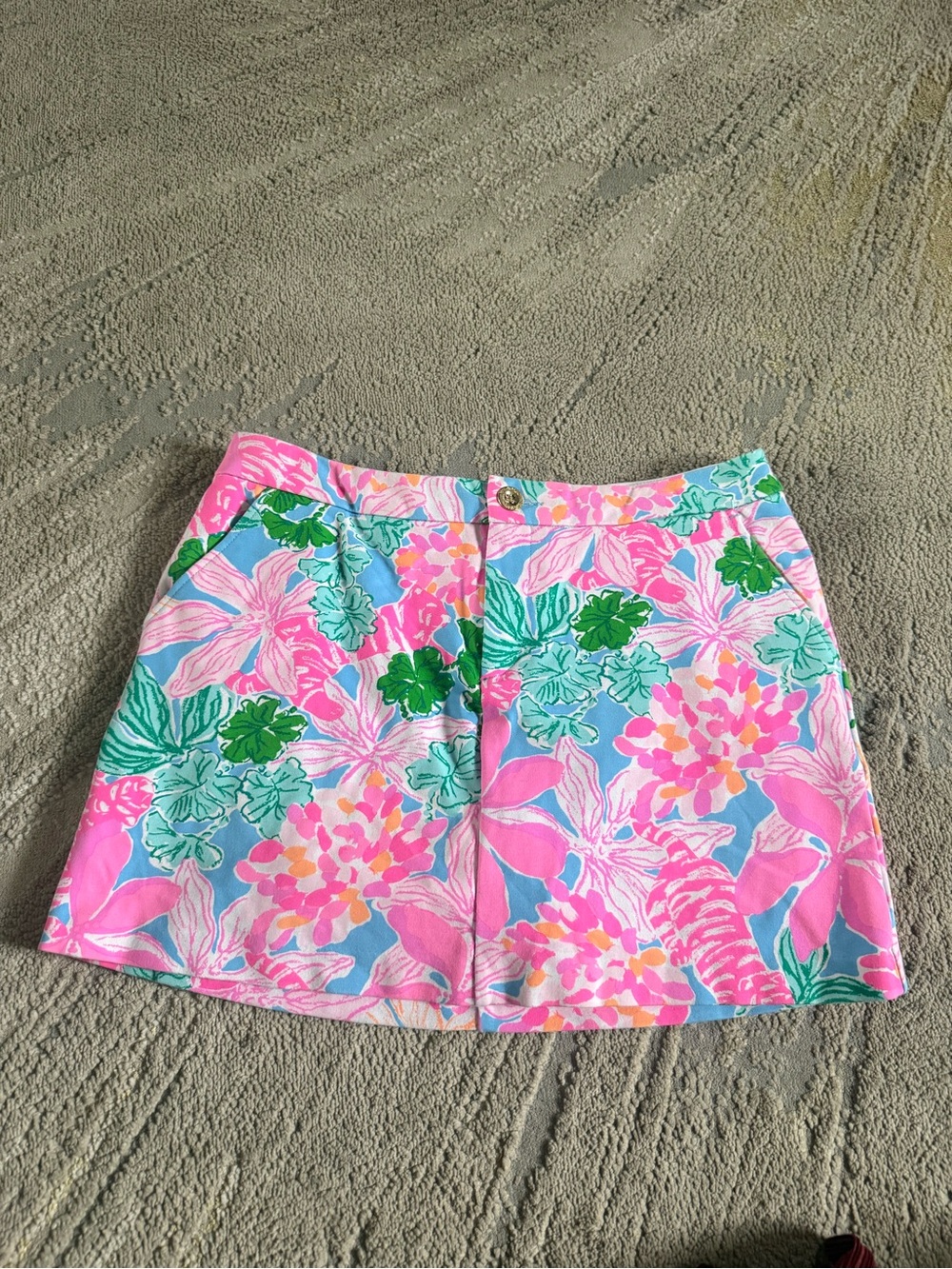 Lilly Pulitzer Colette Skort Tigers Lair floral pink blue skirt with shorts 8